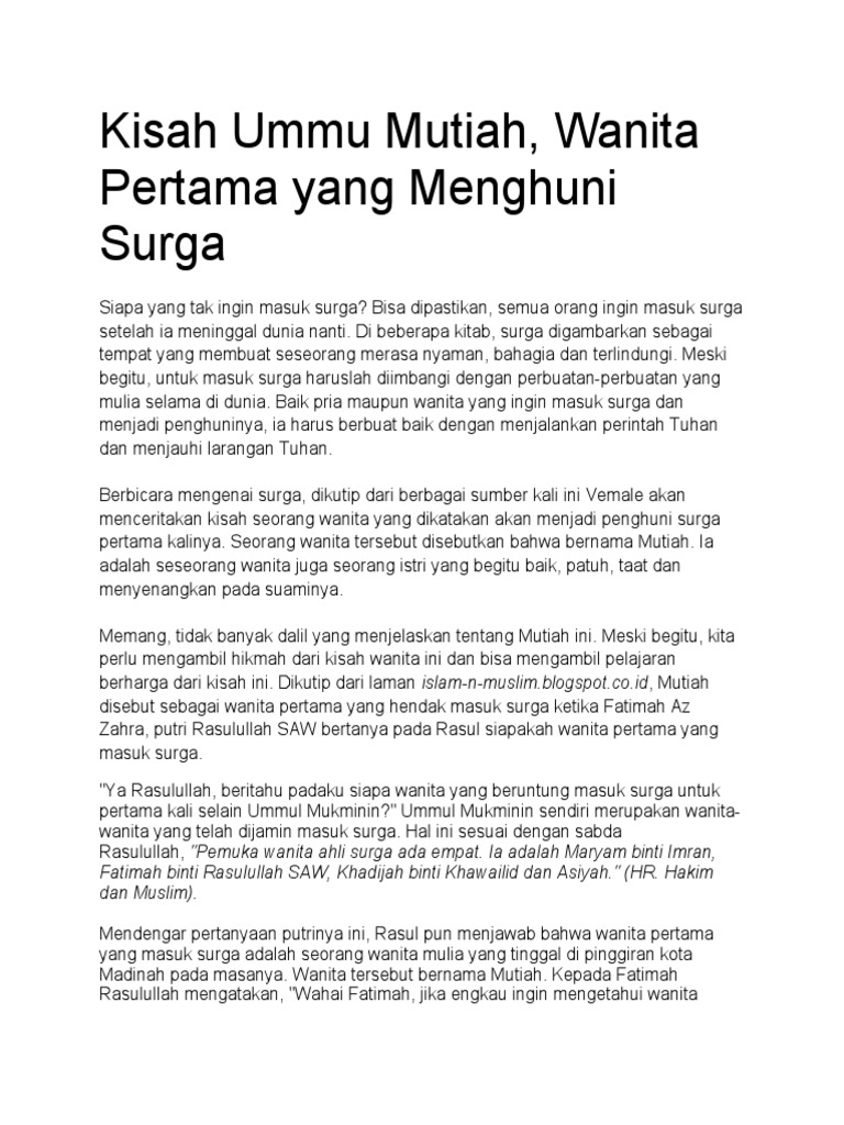 Kisah Ummu Mutiah Pdf