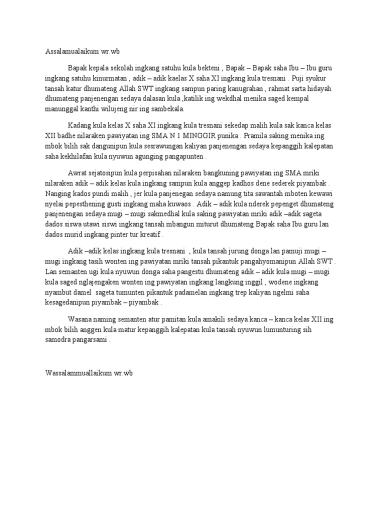 Contoh Sesorah Bahasa Jawa