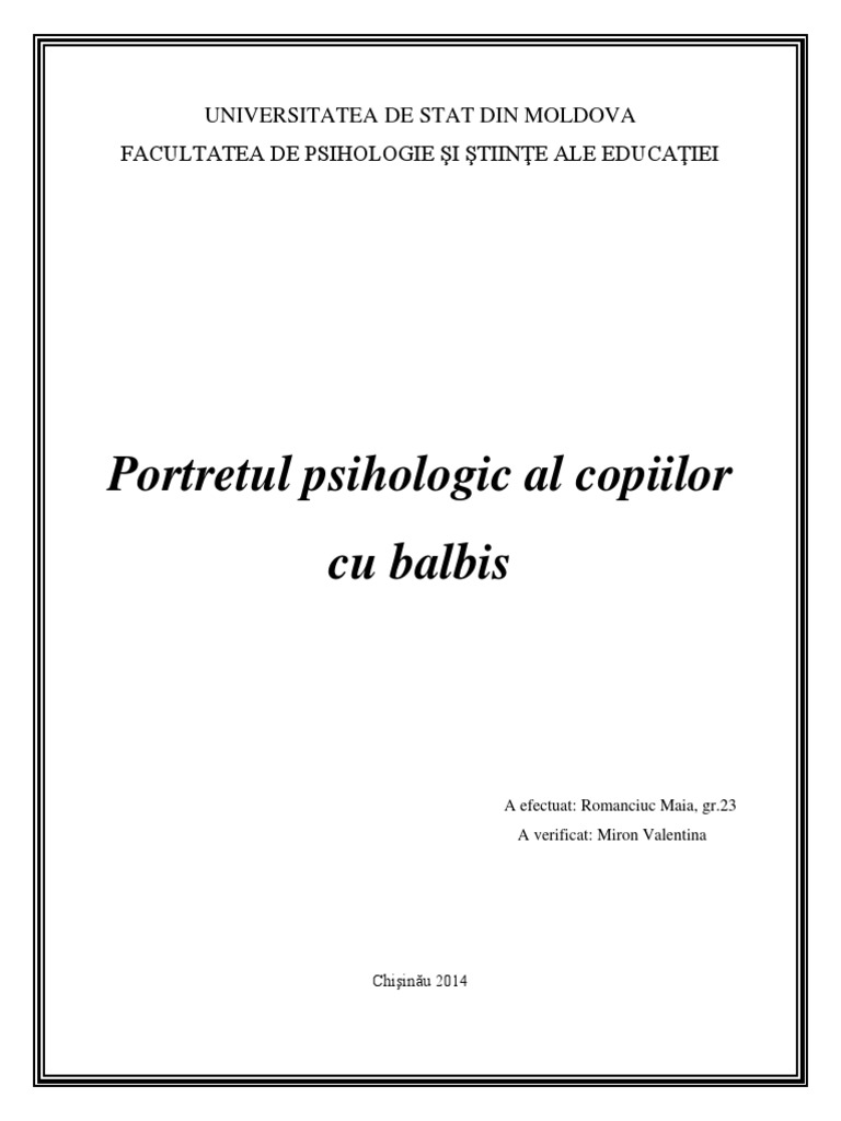 Portret Psihologic Balbism | PDF