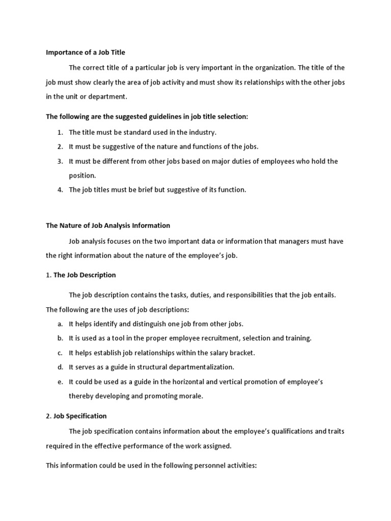 Significance of Job Titles in Organizations | PDF | Employment ...