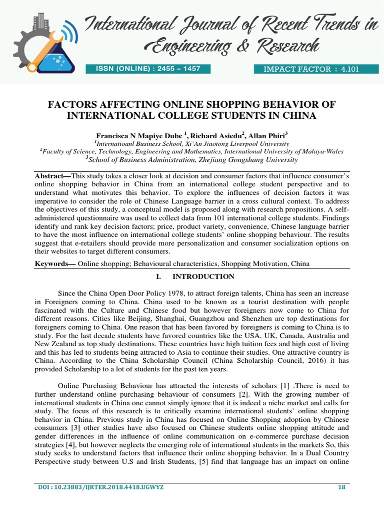 Factors Affecting Online Shopping Behavior of International College ...