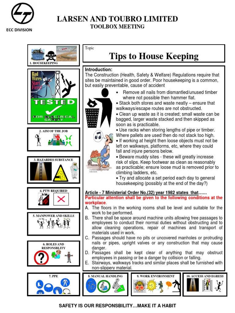 Housekeeping Toolbox Meeting PDF PDF Business
