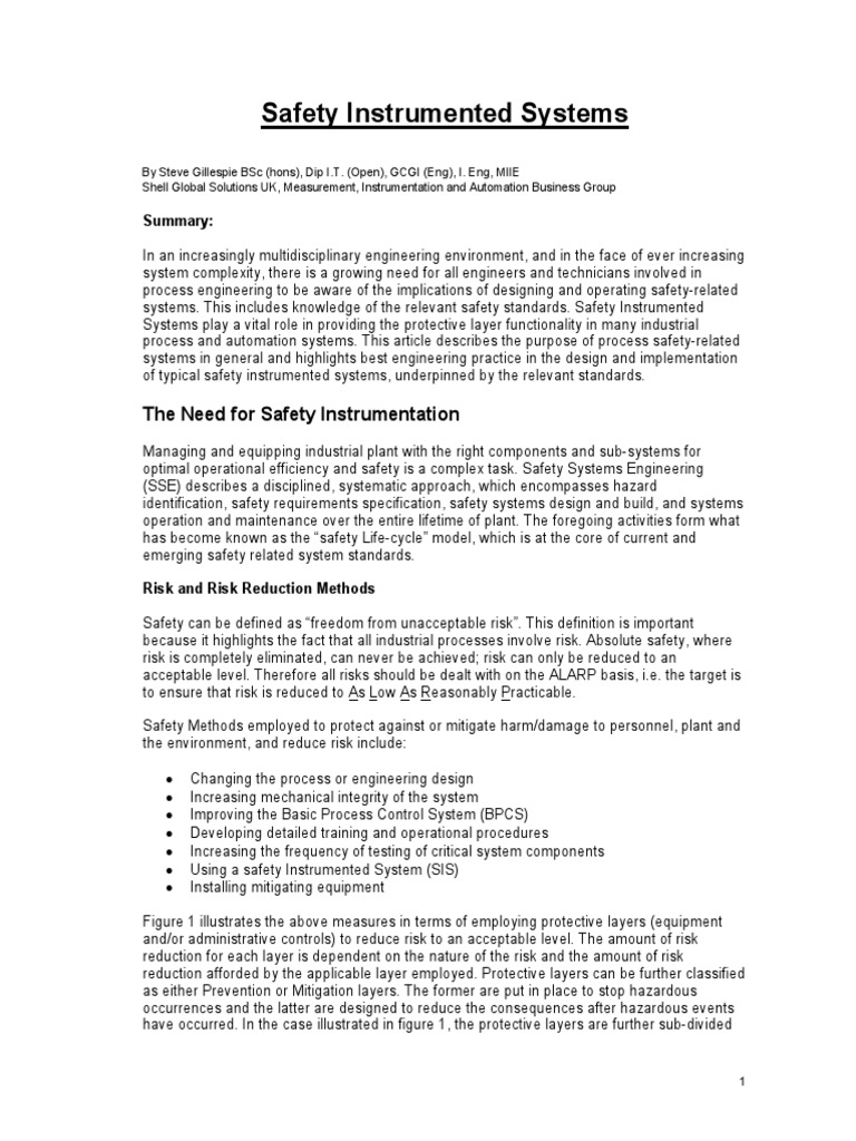 Safety Instrumented Systems PDF | PDF | Technology & Engineering