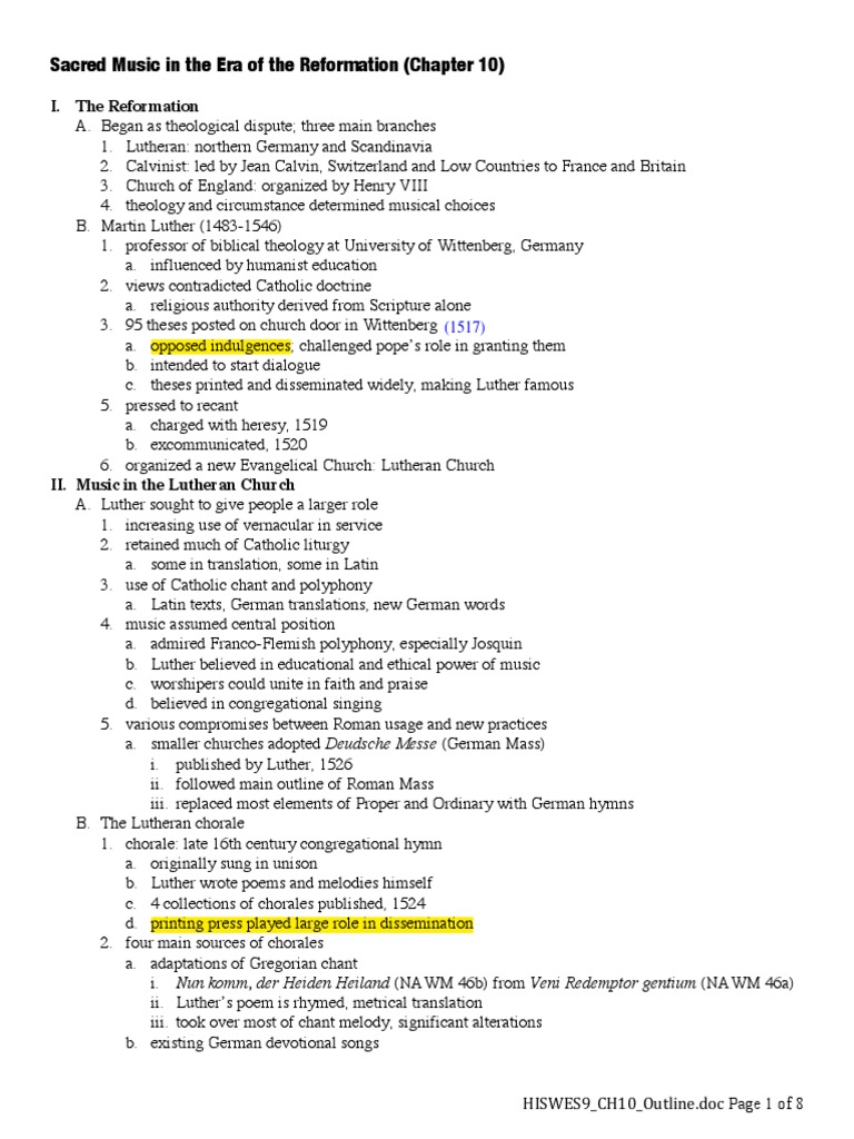 Chapter 10 cliff notes.pdf Martin Luther Lutheranism Free 30day