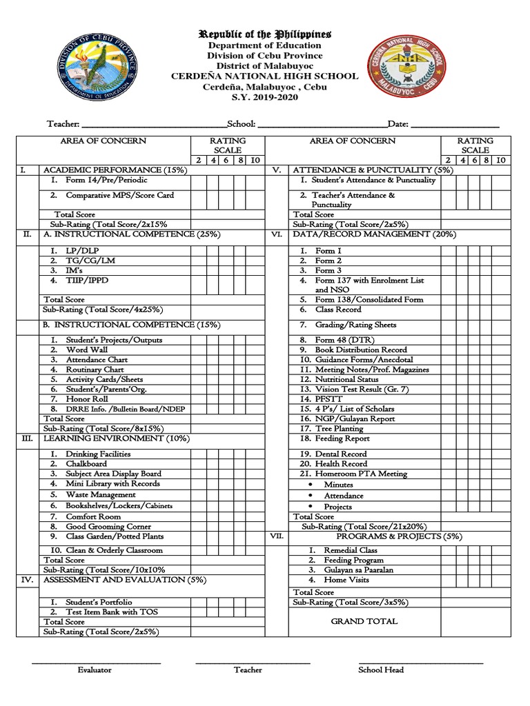 Evaluation Form For Teachers | PDF | Pedagogy | Behavior Modification