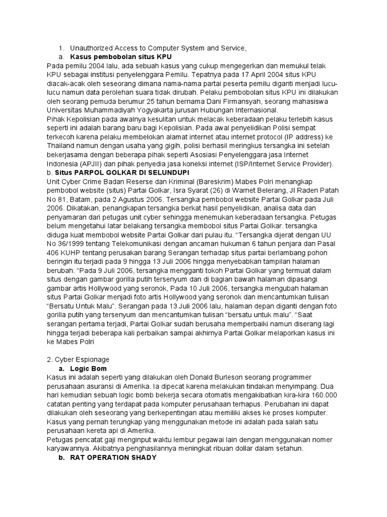 Bentuk Kasus Cyber Crime | PDF