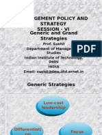 Management Policy and Strategy Session - VI Generic and Grand Strategies