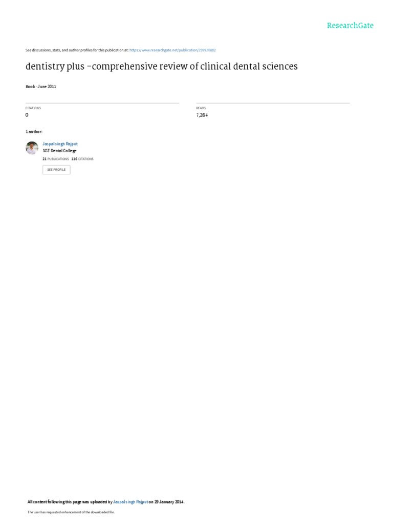DENTISTRY PLUS (Comprehensive Review of Clinical Dental Sciences) | PDF ...