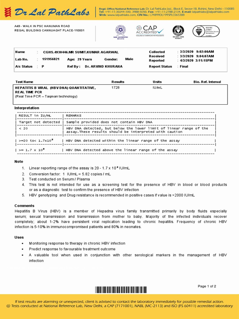 Hepatitis B Test Report Summary | PDF | Hepatitis B | Hepatitis