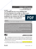 2724la Prohibicion de Revocabilidad Del Reconocimiento de Un Hijo ADN PDF