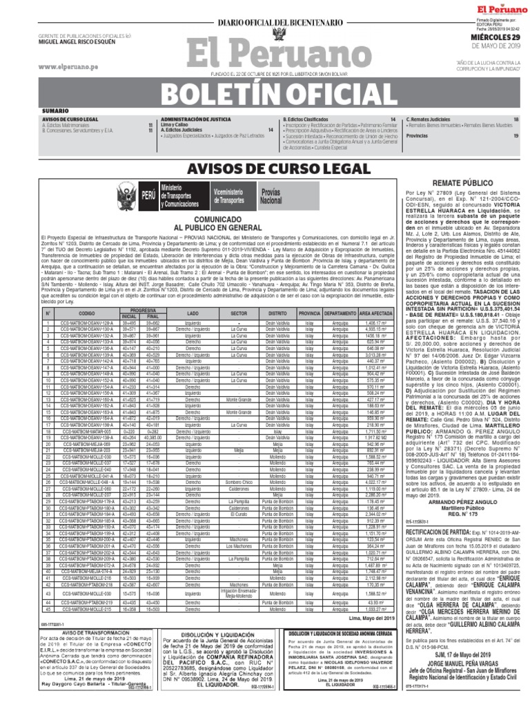 BO20190529 | PDF | Sociedad de responsabilidad limitada | Lima