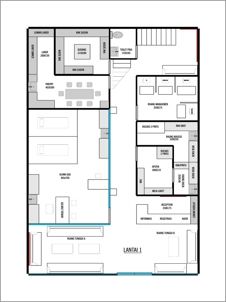 Denah Ruko 2 Lantai untuk Klinik | PDF