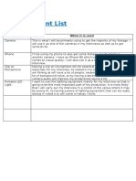 FMP Equipment List