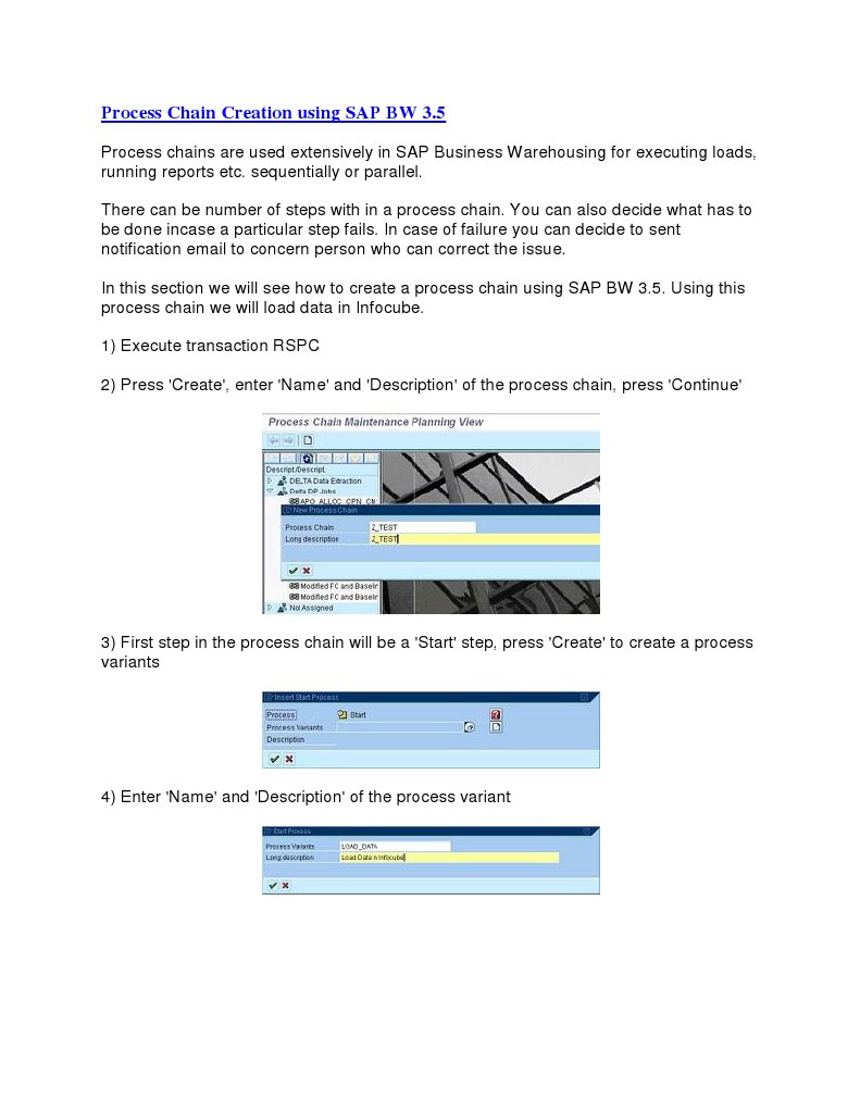 Creating Process Chains in SAP BW | PDF
