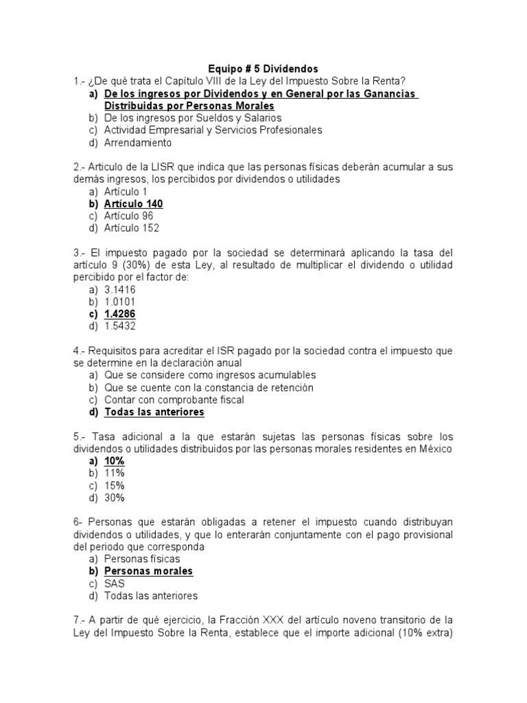 Dividendos y RIF en la LISR | PDF | Dividendo | Impuesto sobre la renta