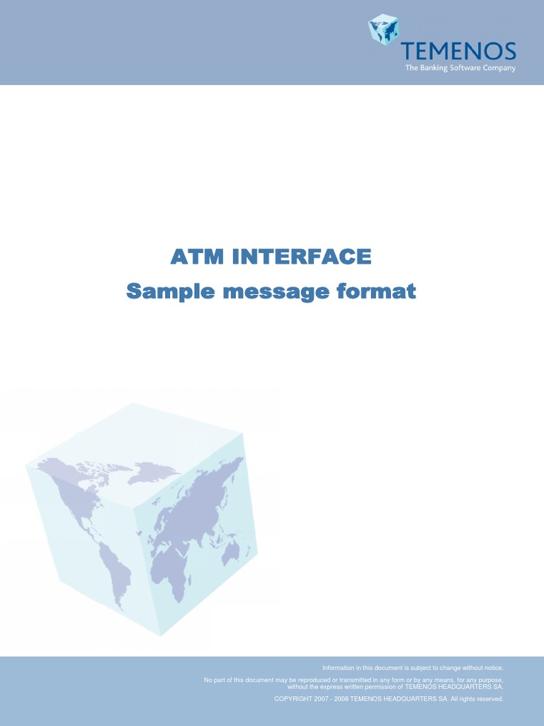 Atm Interface Iso8583 Message Format Pdf Asynchronous Transfer Mode