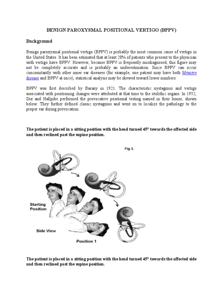 Benign Paroxysmal Positional Vertigo | PDF | Neurological Disorders | Vertigo