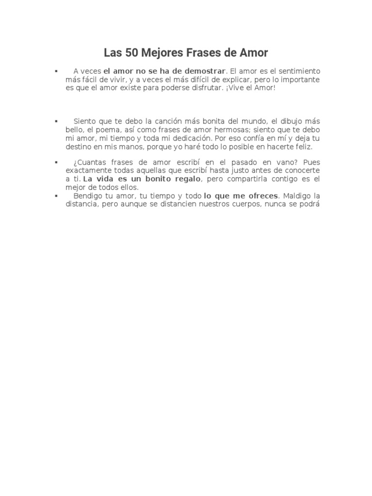 Las 50 Mejores Frases de Amor | PDF | Felicidad | Amor, image size:768x1024