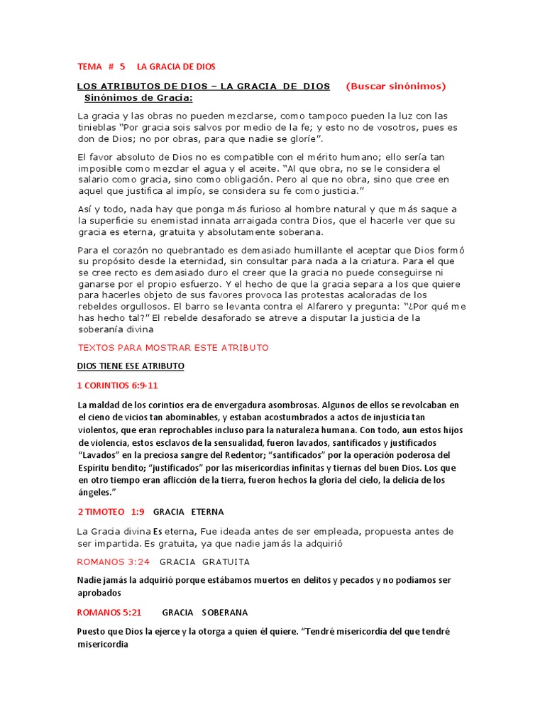 La Gracia de Dios y su Soberanía | PDF | Gracia en el cristianismo ...
