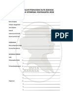 Formulir Duta Bahasa Yogyakarta 2020