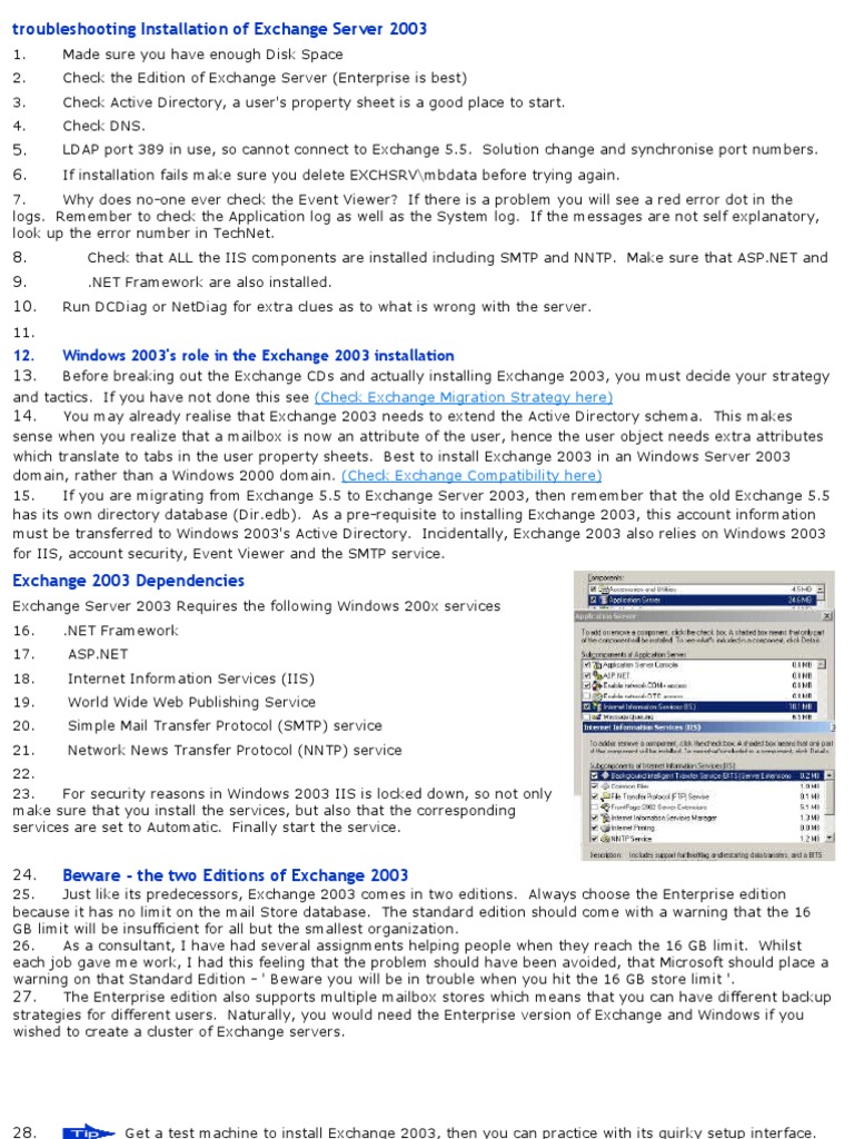 Troubleshooting Exchange Server 2003 Installation | PDF | Active ...