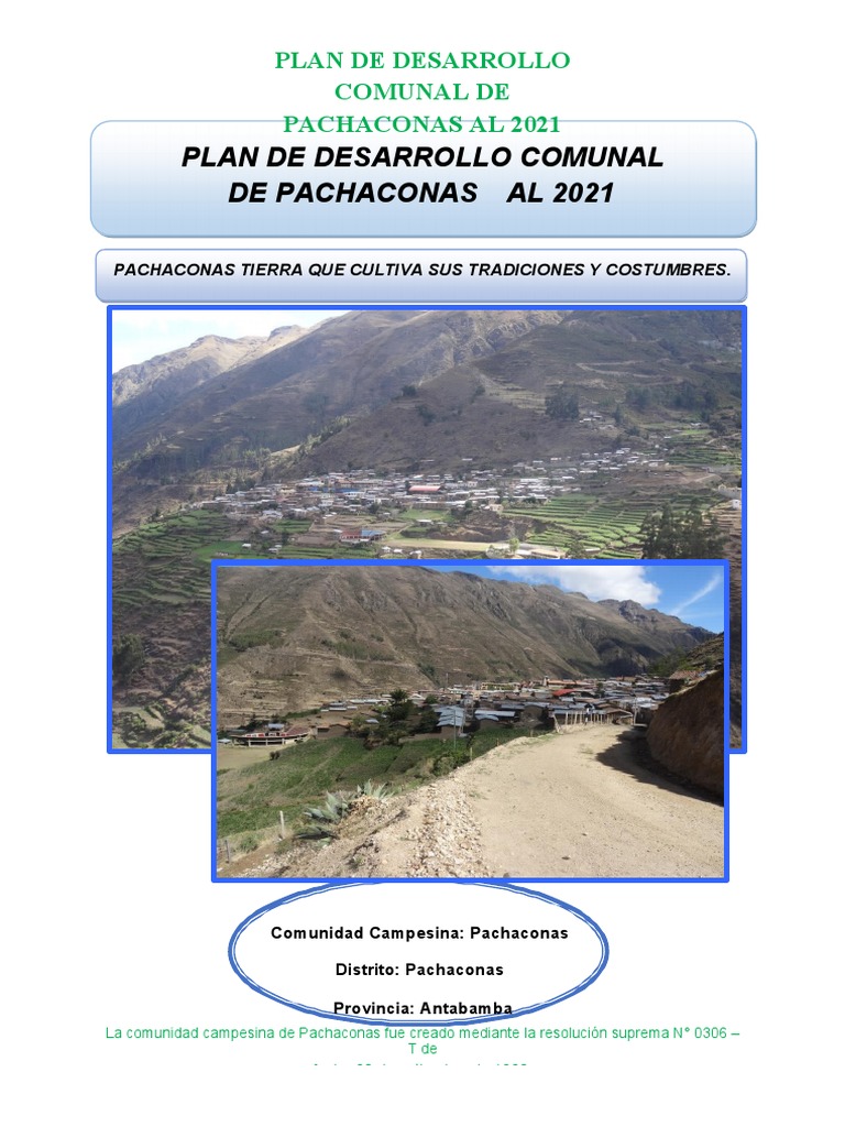 Plan de Desarrollo Comunal de Pachaconas PDF Arcilla Agricultura
