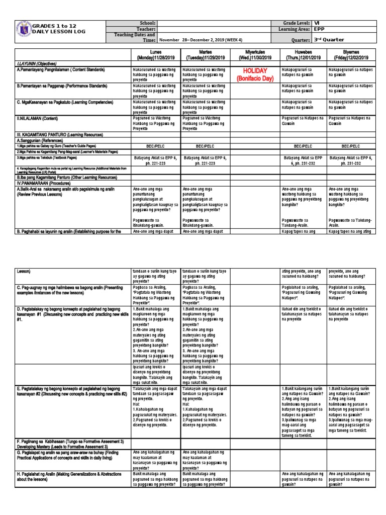 Grade 6 DLL EPP 6 Q3 Week 4 | PDF