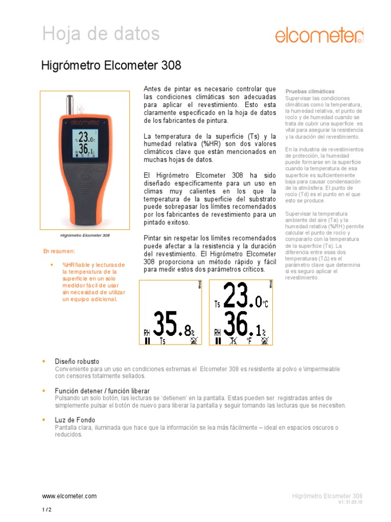 Higrometro 308 PDF Humedad relativa Revestimiento