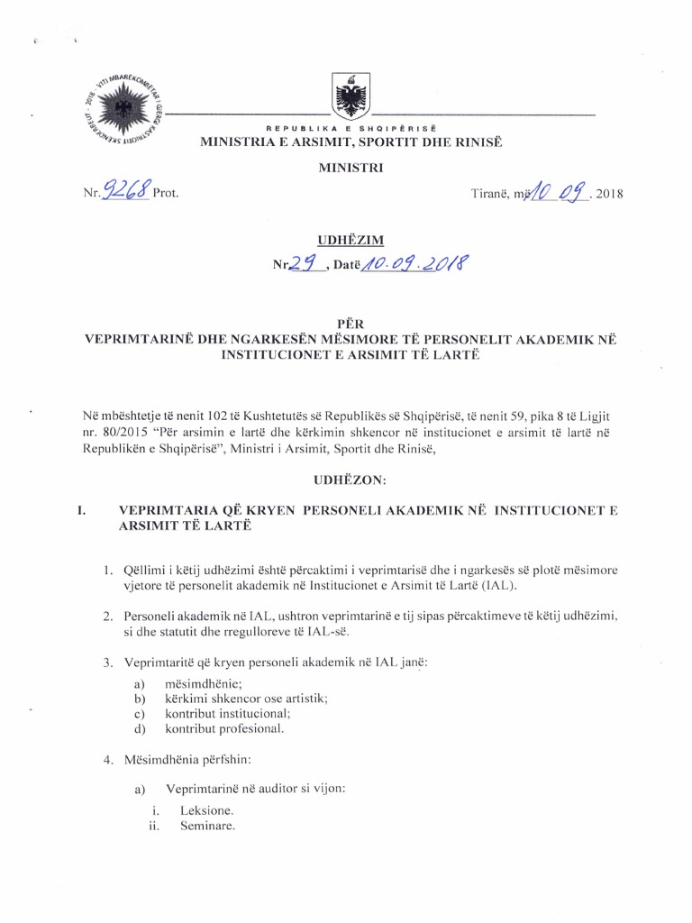 Udhezimi nr 29 dt 10 9 2018 pdf