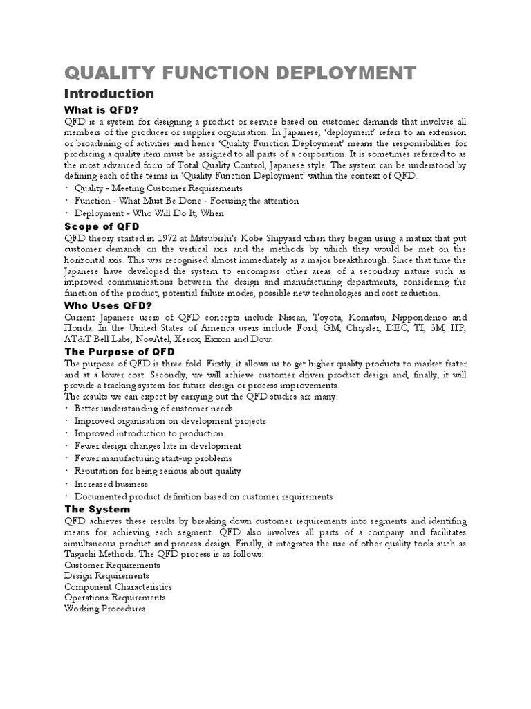 Example of QFD PDF PDF