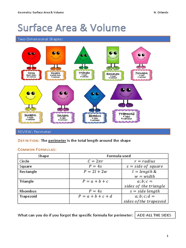 Geometry-Surface Area & Volume PDF | PDF | Area | Volume