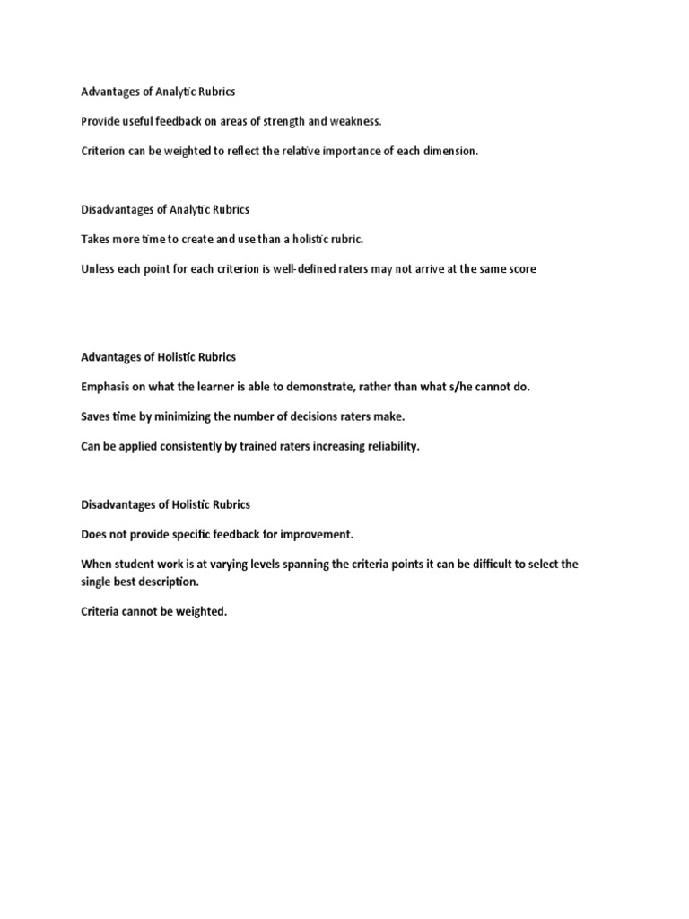 Analytic vs Holistic Rubrics Explained | PDF | Rubric (Academic ...