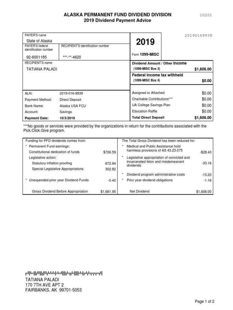 PFD Misc - 1099 2019 016 9938 PDF | PDF | Withholding Tax | Taxes