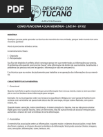 Como funciona a sua memória - Live 04 - Desafio do Tucano