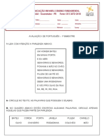 AVALIAÇÃO I DE PORTUGUÊS - 2º Ano