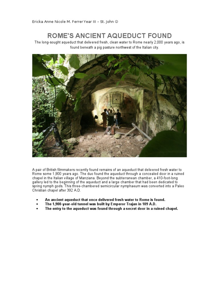 Ancient Roman Aqueduct Discovered | PDF | Art | Classics
