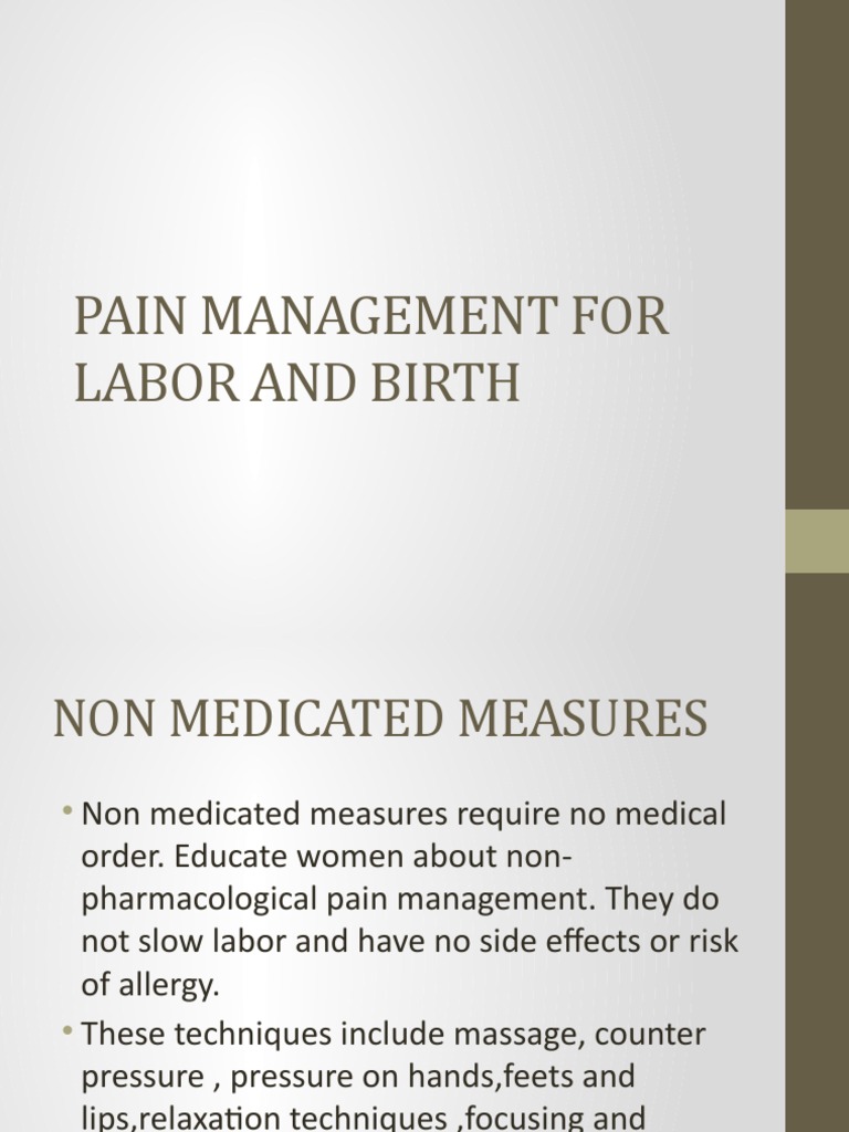 Pain Management in Labor PDF Relaxation (Psychology) Childbirth