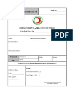 Pakistan Red Crescent Society: Employment Application Form