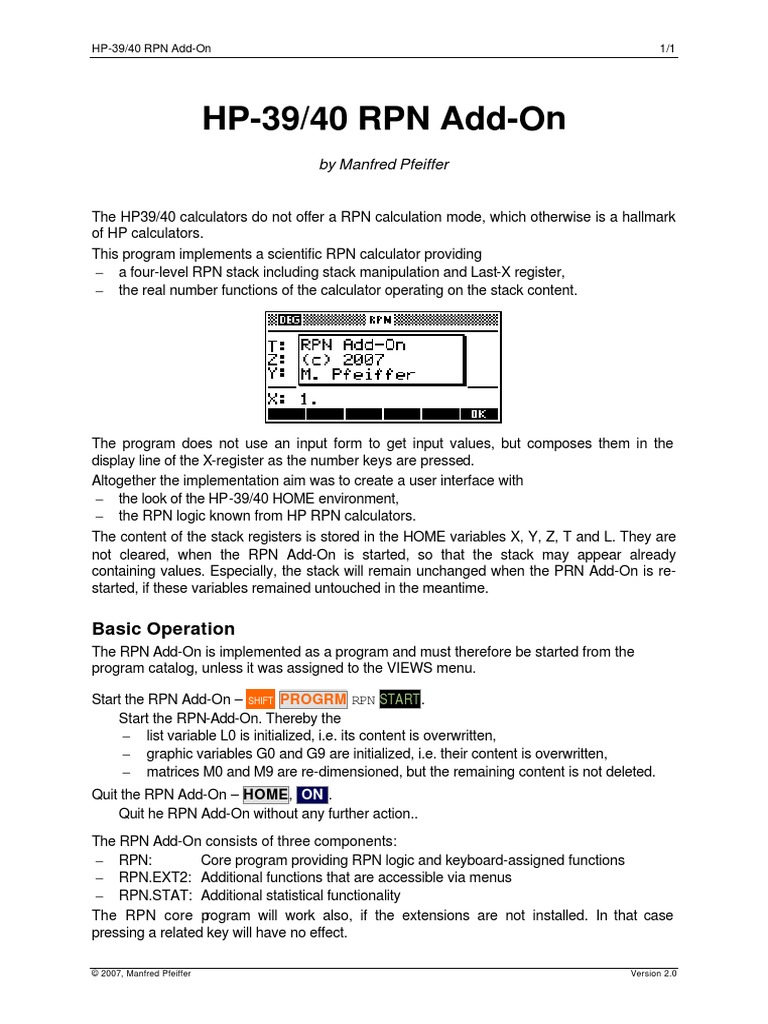 HP-39,40 - RPN Add-On | PDF | Trigonometric Functions | Standard Deviation