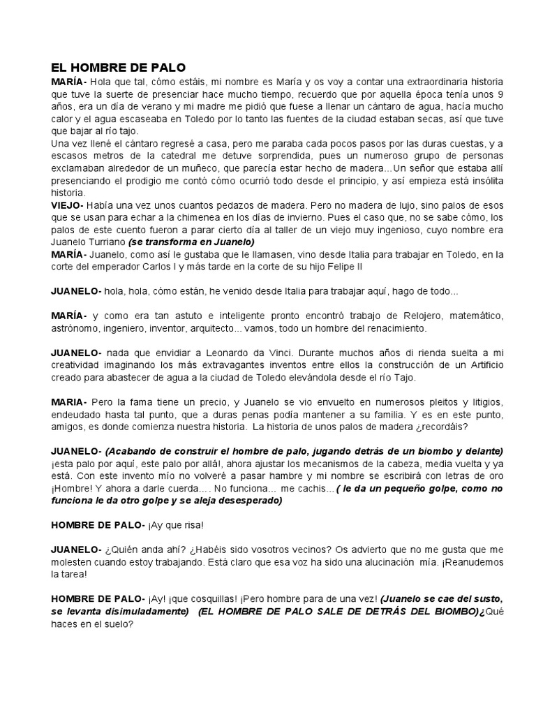HOMBRE DE PALO (Versión Colegio) | PDF