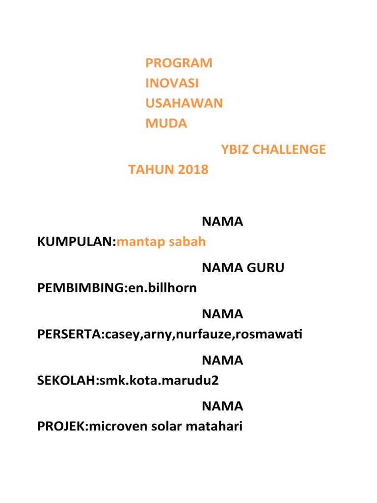Program Inovasi Usahawan Muda | PDF