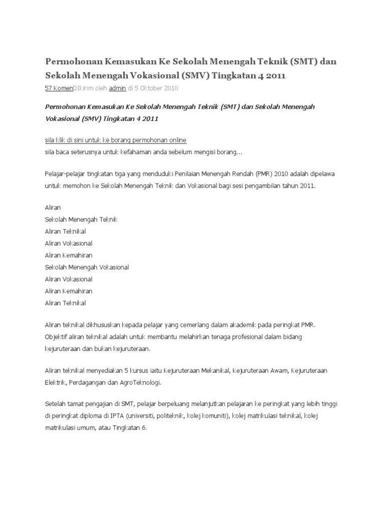 An Kemasukan Ke Sekolah Menengah Teknik Pdf