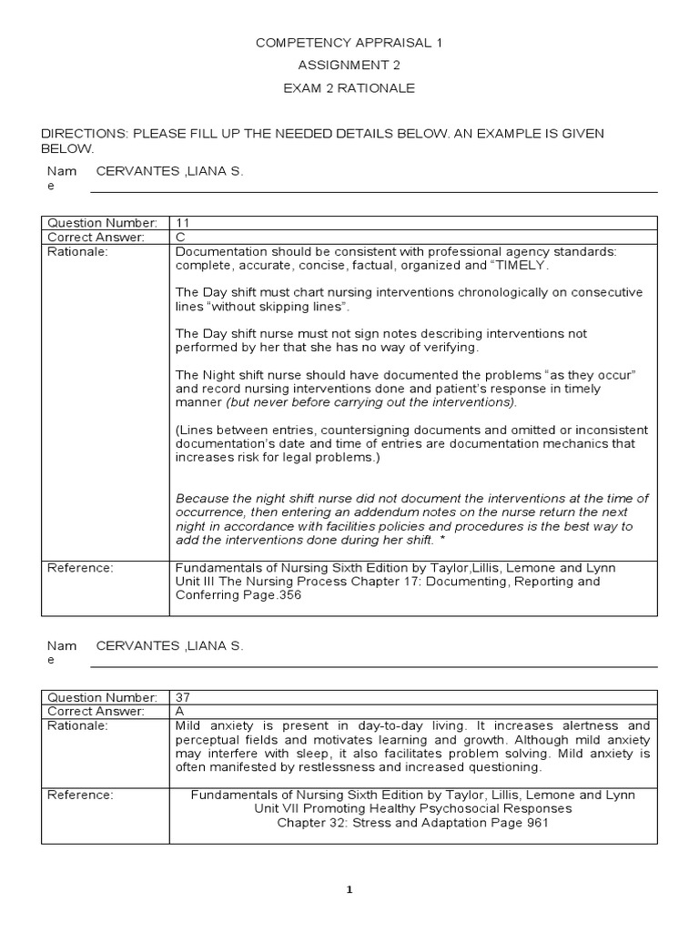 EXAM 2 Rationale | PDF | Nursing | Clinical Psychology