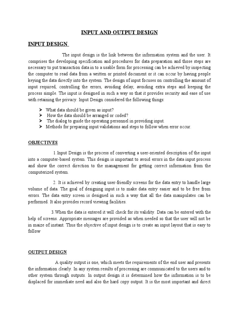 Input and Output Design | PDF | Input/Output | Usability