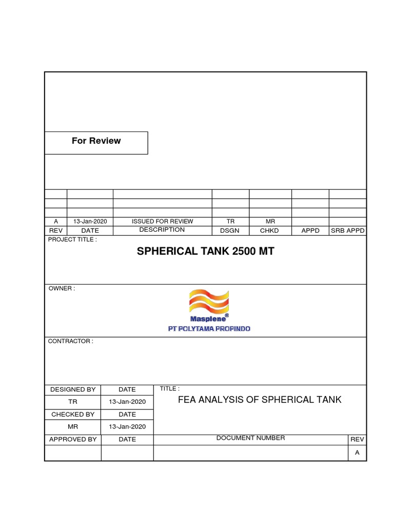 FEA Analysis of 2500 MT Spherical Tank | PDF | Classical Mechanics ...