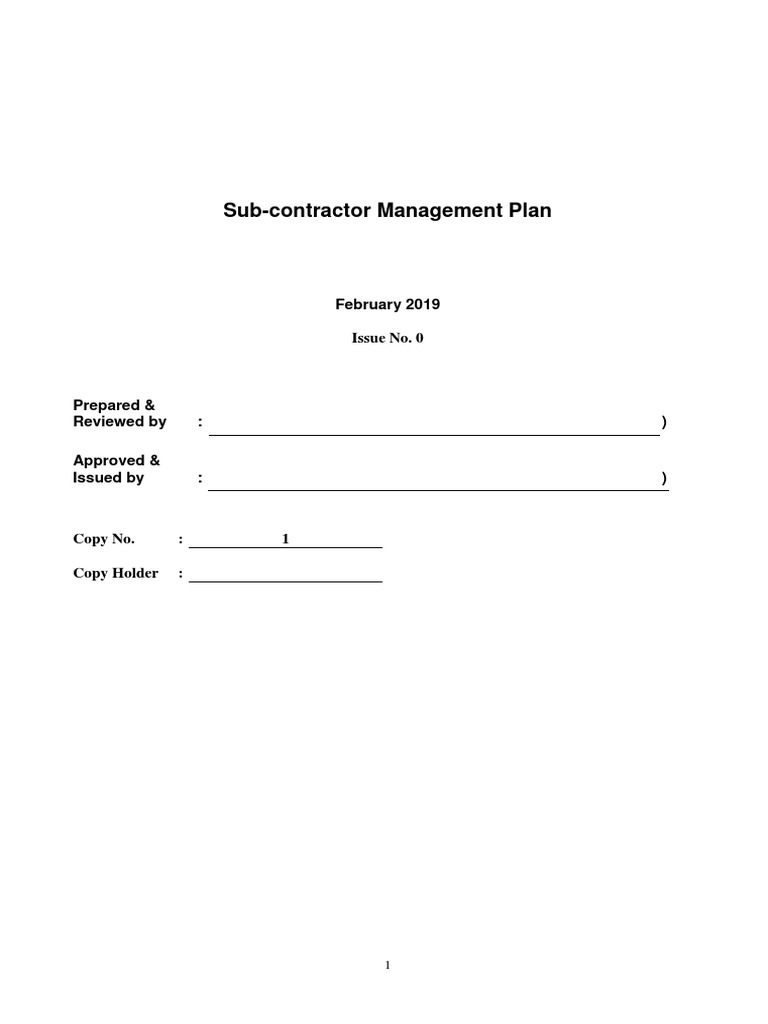 Subcontractor Plan | Download Free PDF | General Contractor | Safety