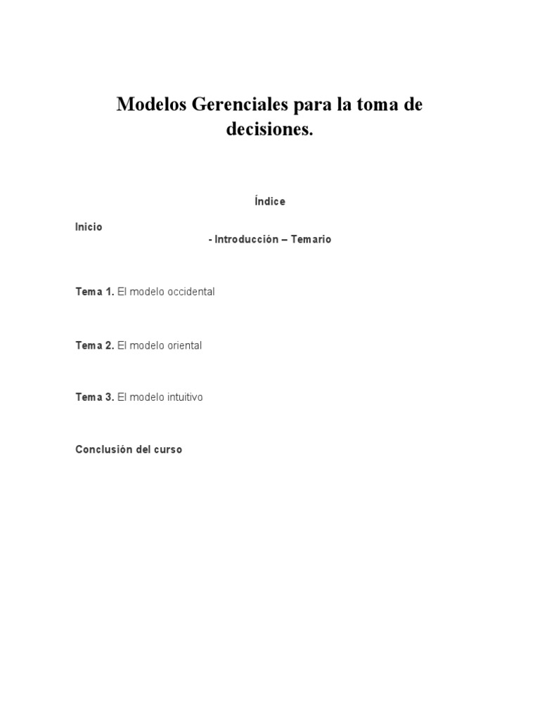 Modelo Occidental en Toma de Decisiones | PDF | Toma de decisiones ...