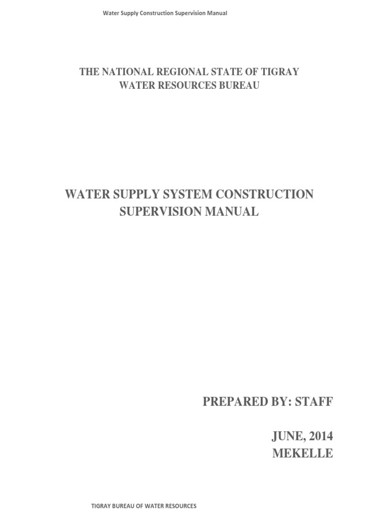 Water Supply System Construction Supervision Manual PDF PDF Pipe