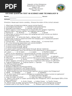 2nd Quarter Test in Science 8