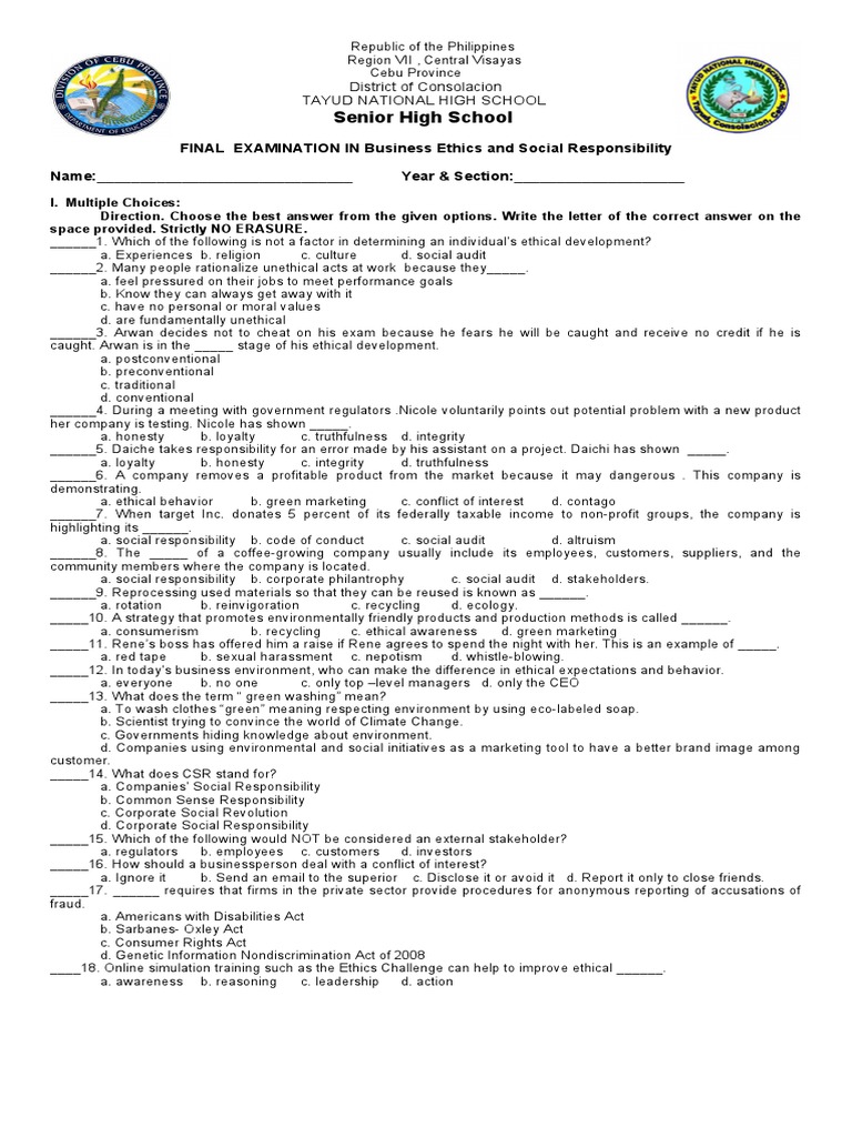 Business Ethics Final Exam Guide | PDF | Resource | Sustainability
